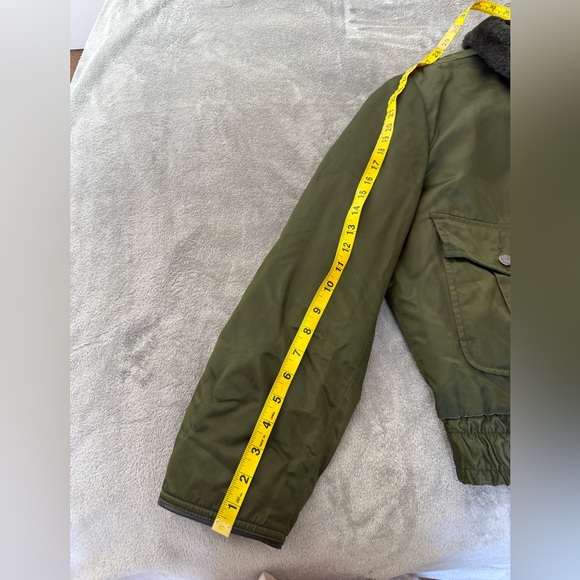 Vintage 1960s Tuffy Jac Olive Bomber Jacket Faux Fur Collar Talon Zipper Men L - Picture 9 of 15